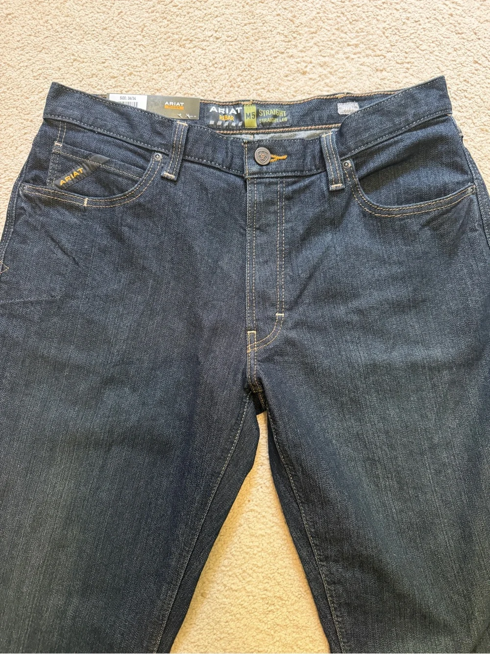 Ariat Jeans Mens 36x 34 Blue M5 Rebar Straight Denim Pants 2x More Durable NWT